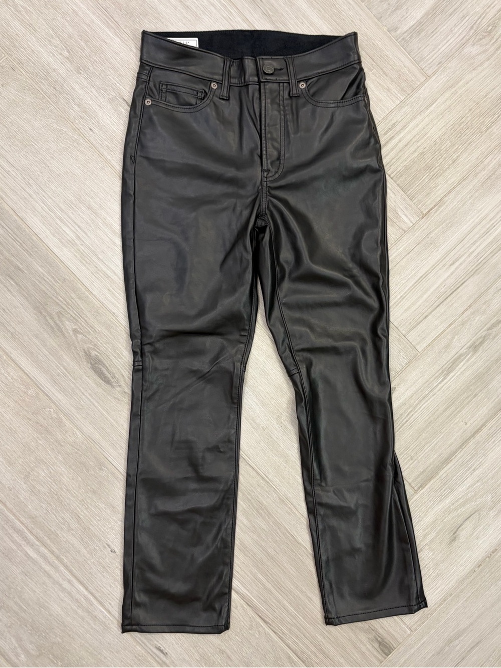 Gap Vintage Slim High Rise Black Faux Leather Pants Size 0 Petite (25)